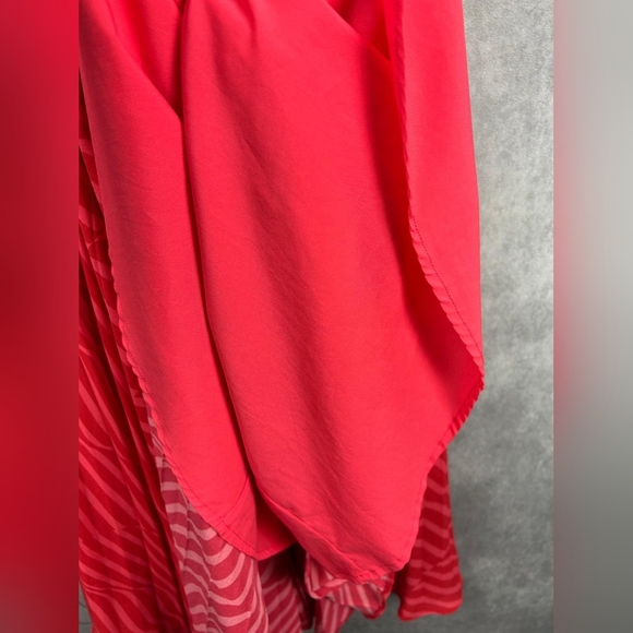 Toccin Elyse Striped Pleated Pink Midi Spring Wedding Formal Dress Size 14 - Picture 10 of 11